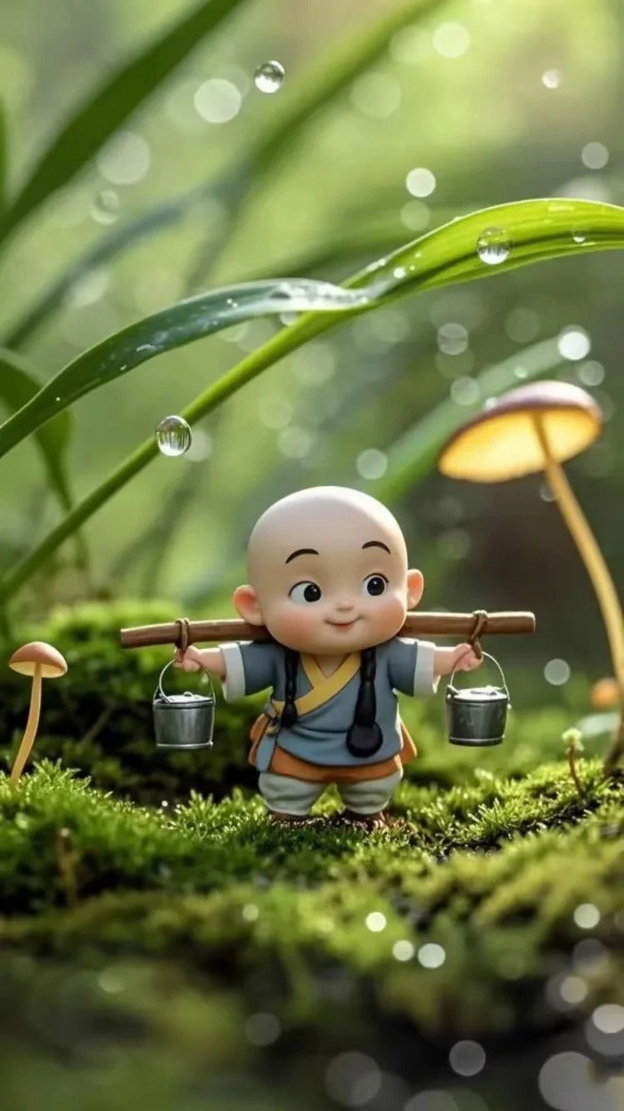 Hình chú tiểu chibi gánh nước