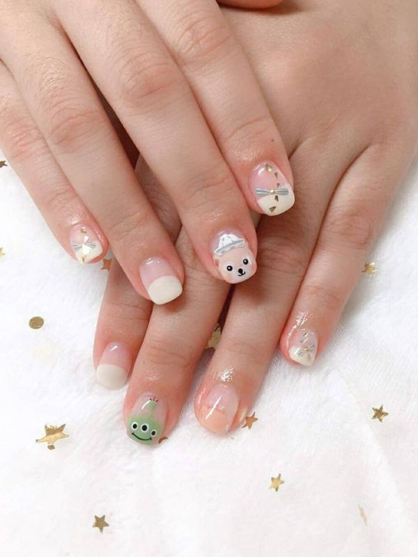 Nail học sinh họa tiết hoạt hình 5