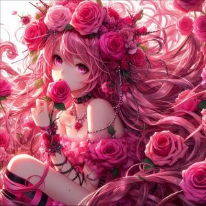 Hình anime hoa hồng ngầu