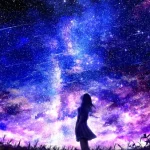 Phong cảnh ảnh bầu trời đêm anime đồng quê