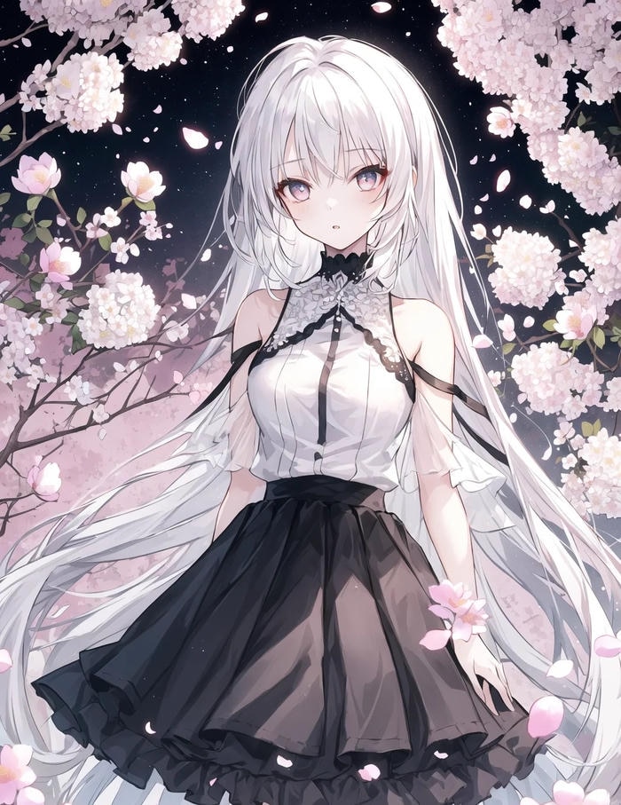 Hình ảnh anime nữ tóc trắng với vẻ đẹp bí ẩn
