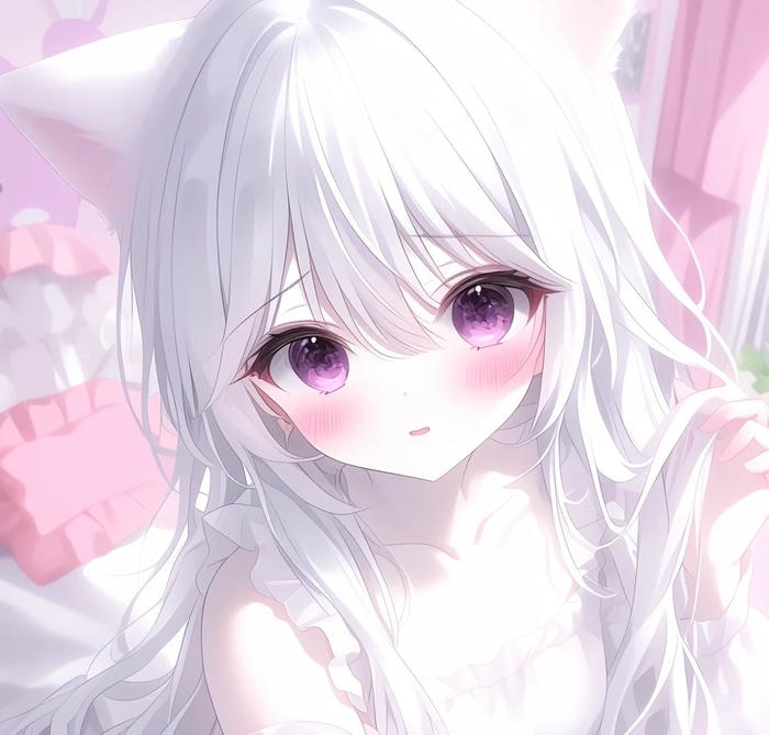 Tóc trắng anime nữ với vẻ đẹp thanh thoát dịu dàng