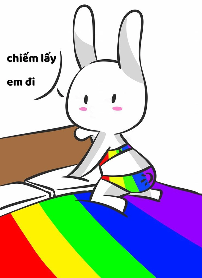 Hình avatar thỏ bảy màu buồn cười