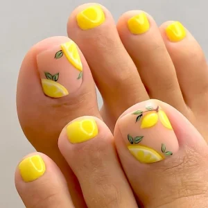 Nail chân màu vàng chanh nổi bật