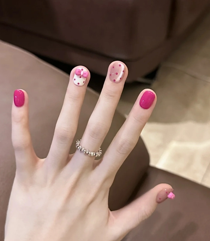 Nail móng ngắn đẹp màu hồng đất