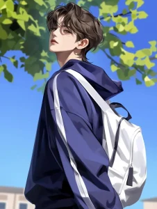 ảnh anime nam học sinh với balo