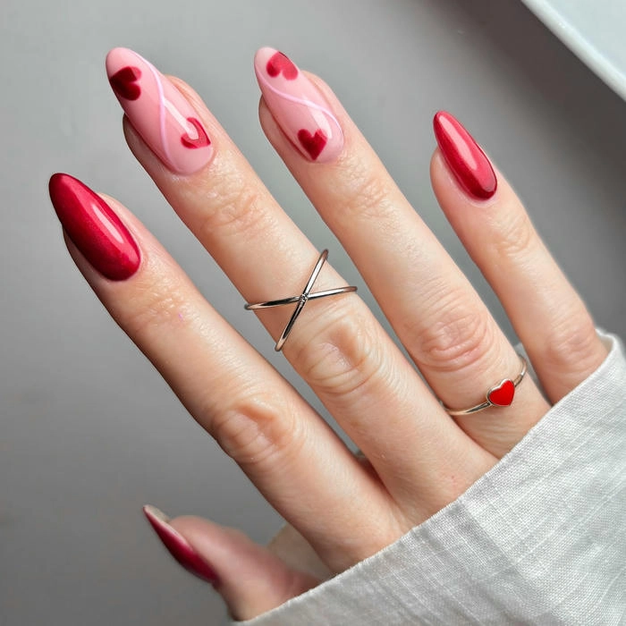 ảnh mẫu nail tay đỏ đơn giản