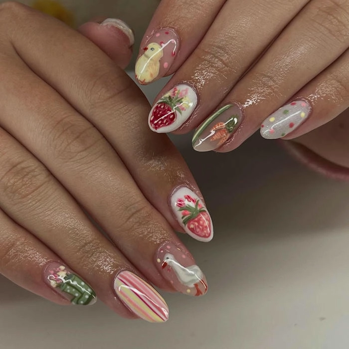 mẫu nail tay vẽ dễ thương