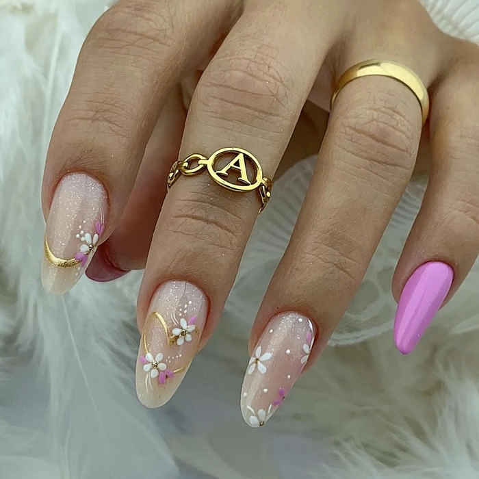 mẫu nail tay vẽ hoa đẹp