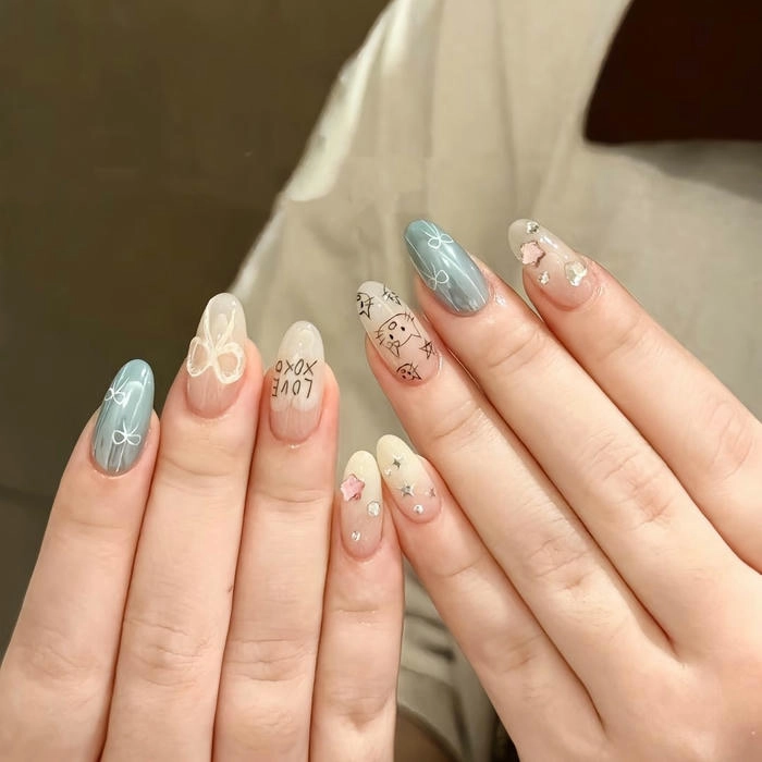 mẫu nail tay vẽ siêu xinh