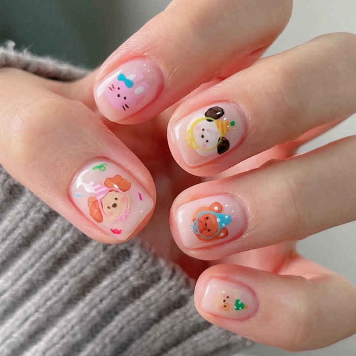 nail tay vẽ cute