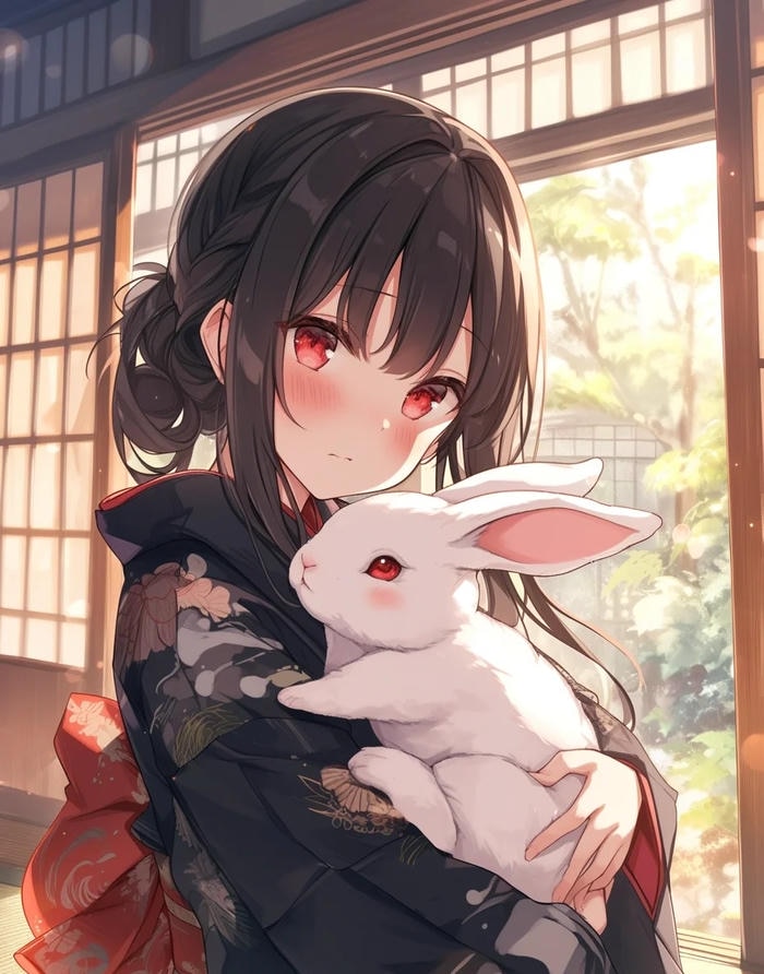 Ảnh anime nữ mặc kimono với phong cách dịu dàng