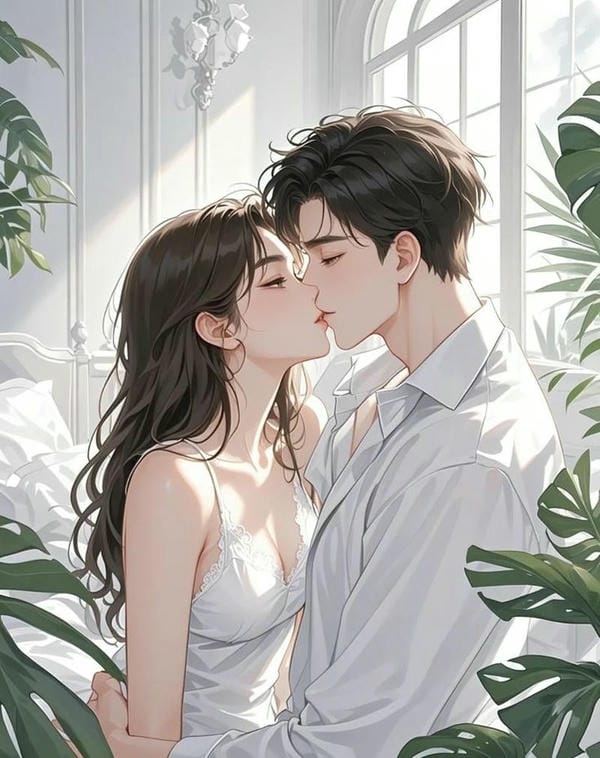 Anime hôn nhau cute với biểu cảm ngọt ngào