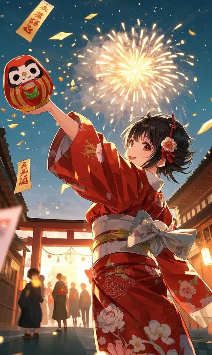 Anime kimono girl với tạo hình nữ tính cuốn hút