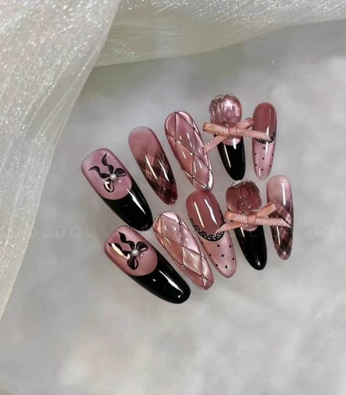 Bộ nail màu thạch có họa tiết