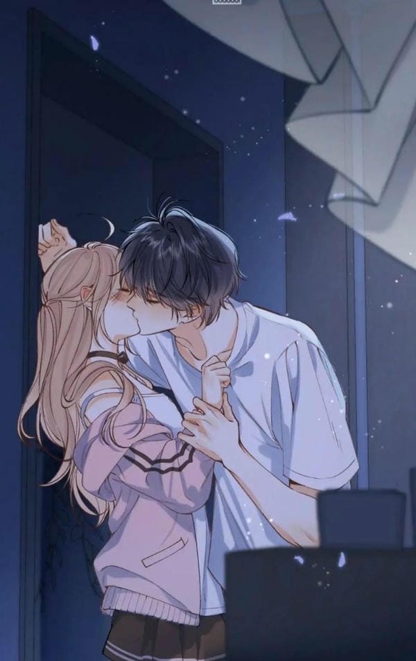 Cảnh hôn nhau trong anime với ánh sáng lung linh
