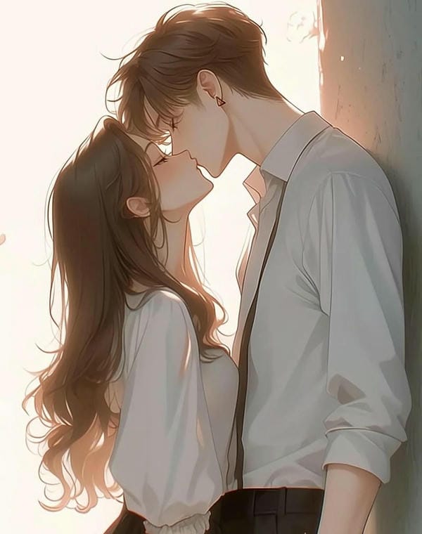 Cảnh hôn nhau trong anime với nét vẽ tinh tế
