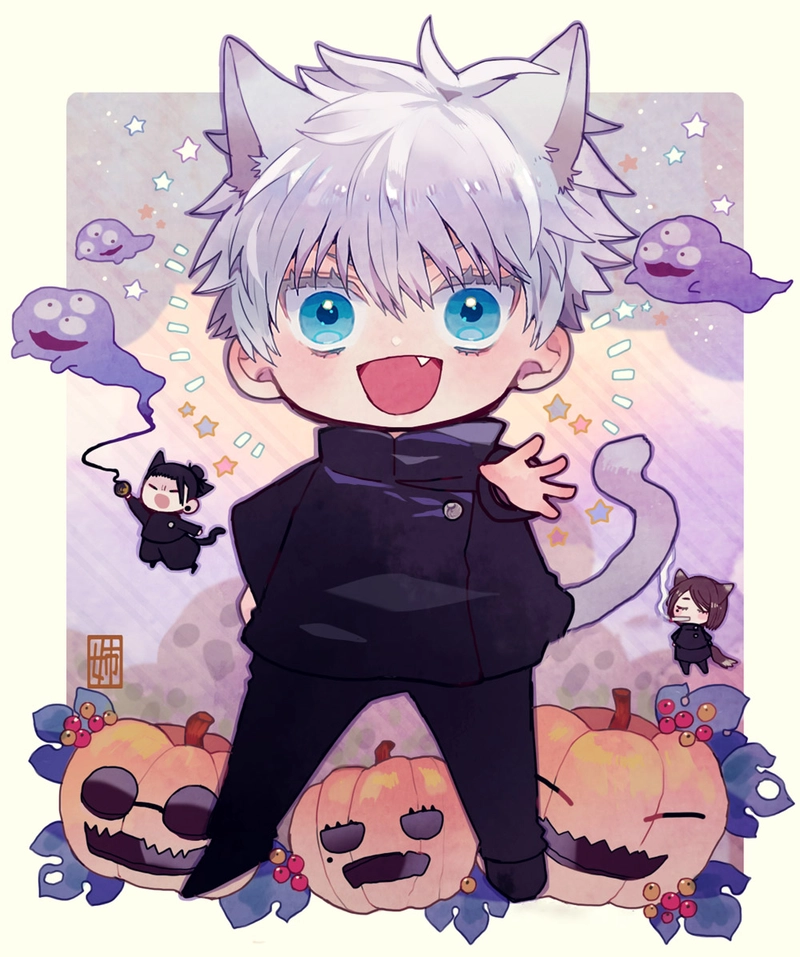 Hình ảnh anime Gojo Satoru chibi đáng yêu