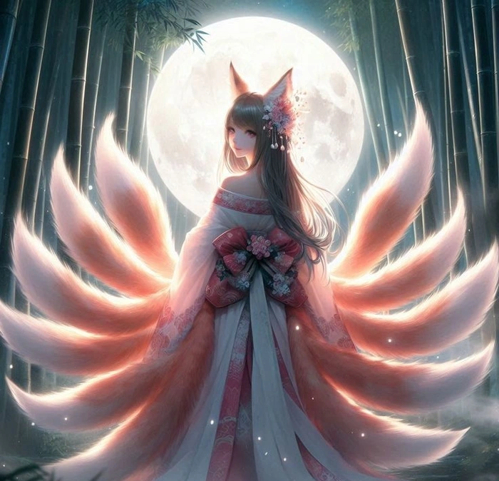 Hồ ly trắng tinh khôi trong ảnh hồ ly 9 đuôi anime