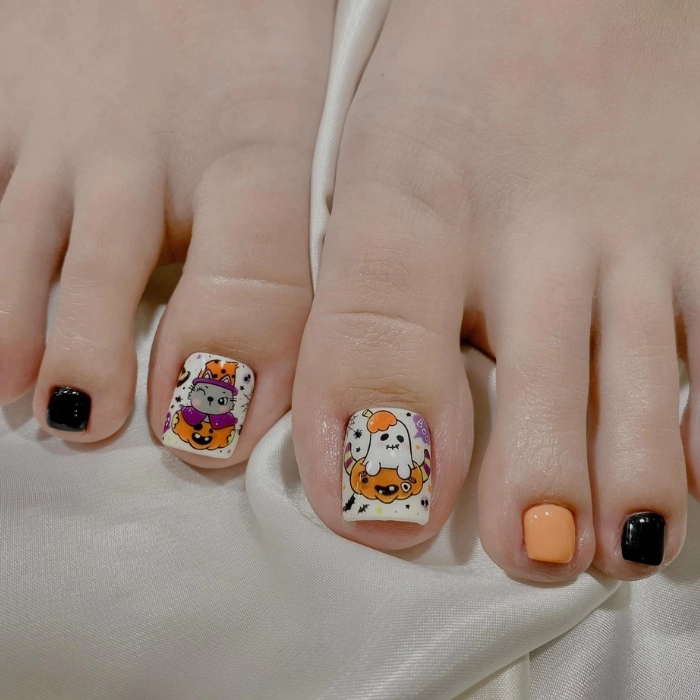 Mẫu nail chân hoạt hình cực dễ cưng