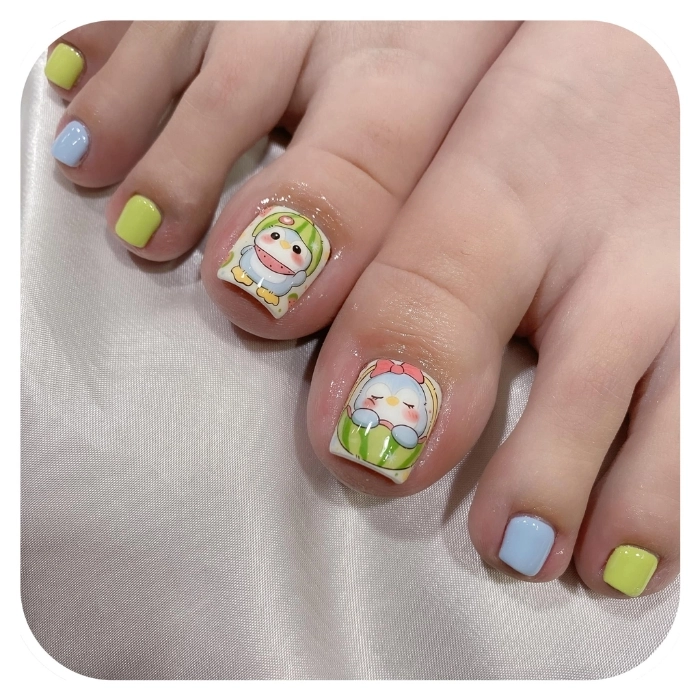 Mẫu nail chân vẽ hoạt hình dễ thương