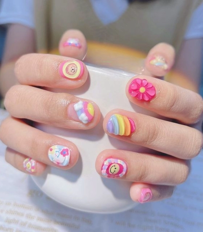 Mẫu nail cho học sinh cấp 1 cute lạc lối