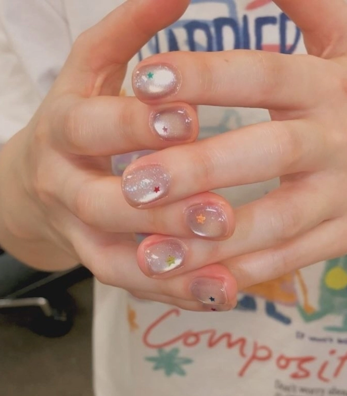 Mẫu nail cho học sinh cấp 1 nền nude