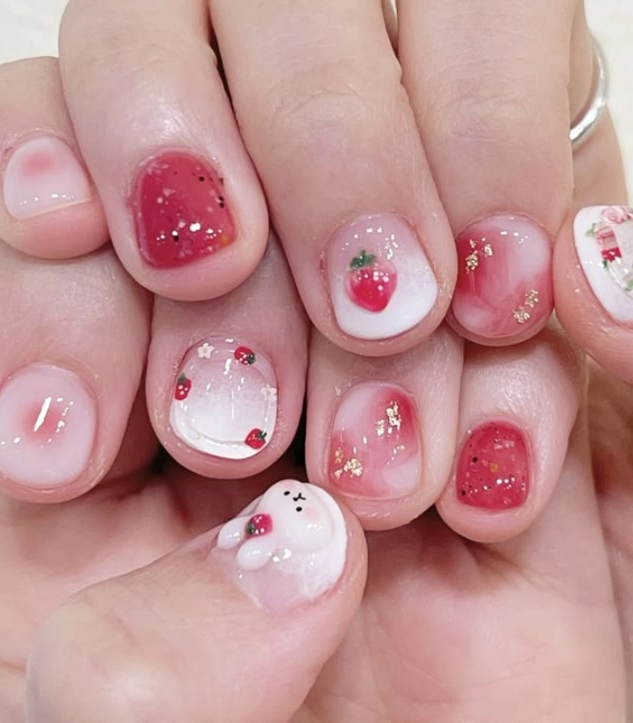 Mẫu nail cho học sinh cấp 1 ombre hồng