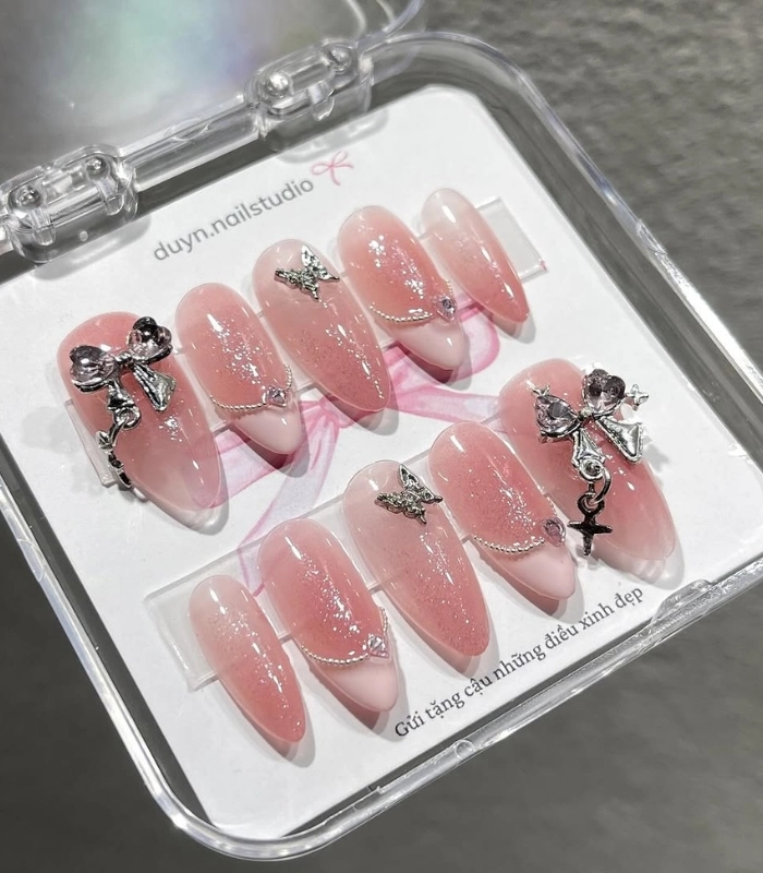 Nail box màu thạch kèm charm