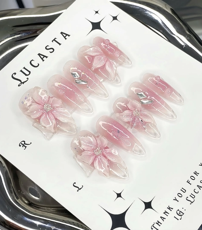 Nail box màu thạch viền trắng