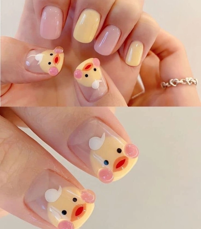 Nail con vịt nền ombre