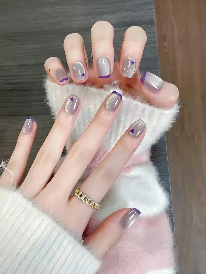 Nail màu tím pastel nhẹ cho móng tay