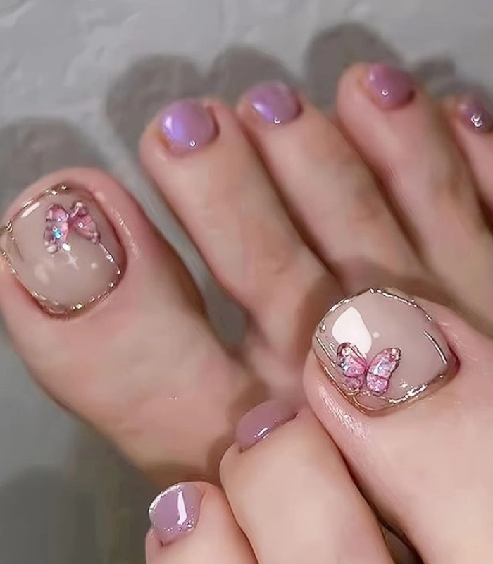 Nail móng chân cô dâu có charm