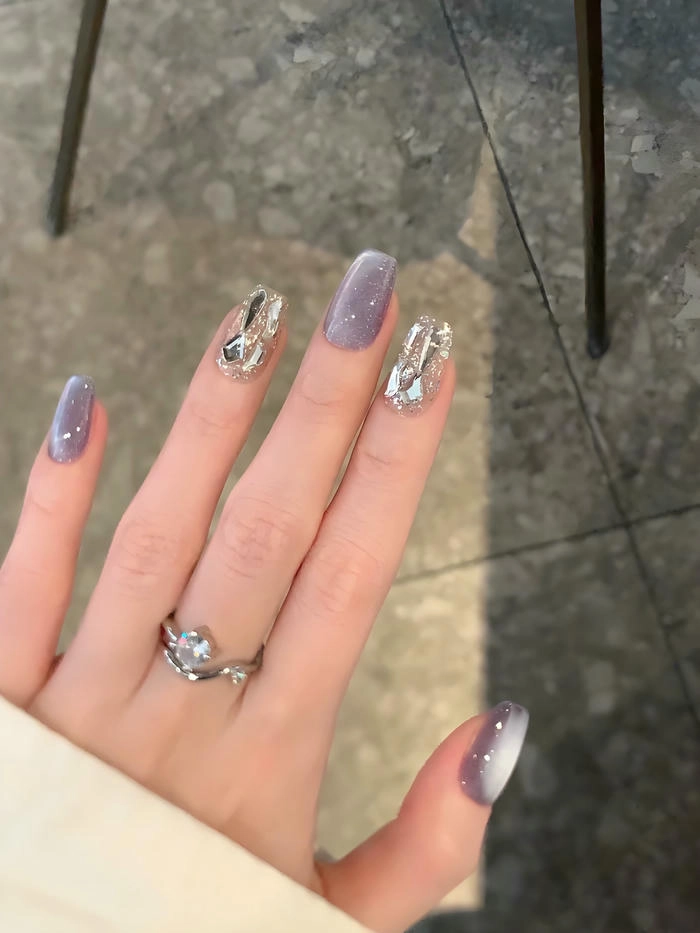 Nail tím pastel cho móng tay