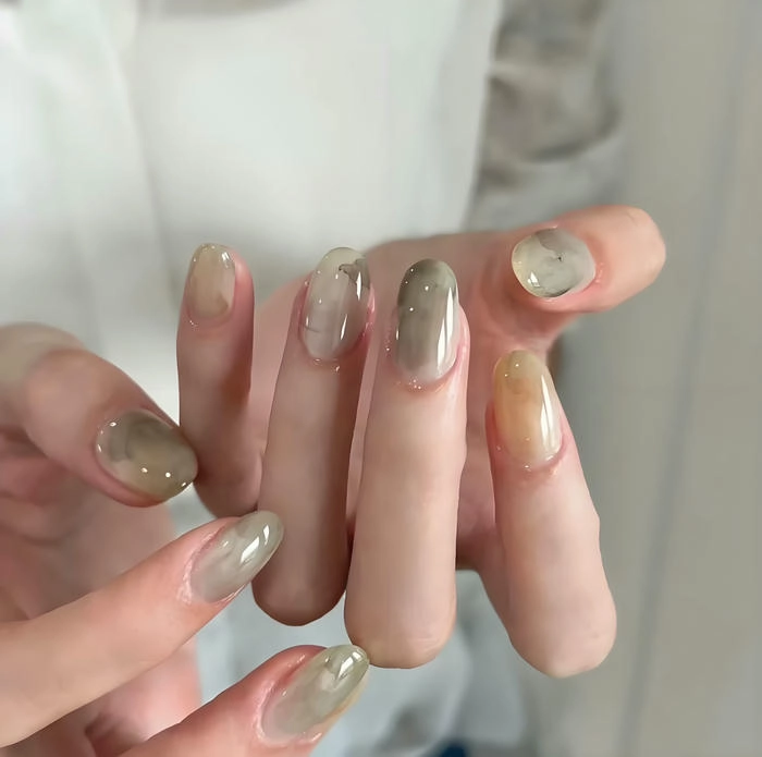 Nail vân đá xanh rêu