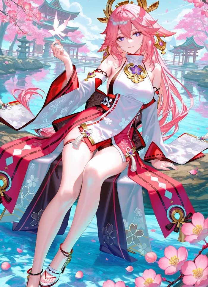 Thiếu nữ anime trong bộ kimono truyền thống Nhật