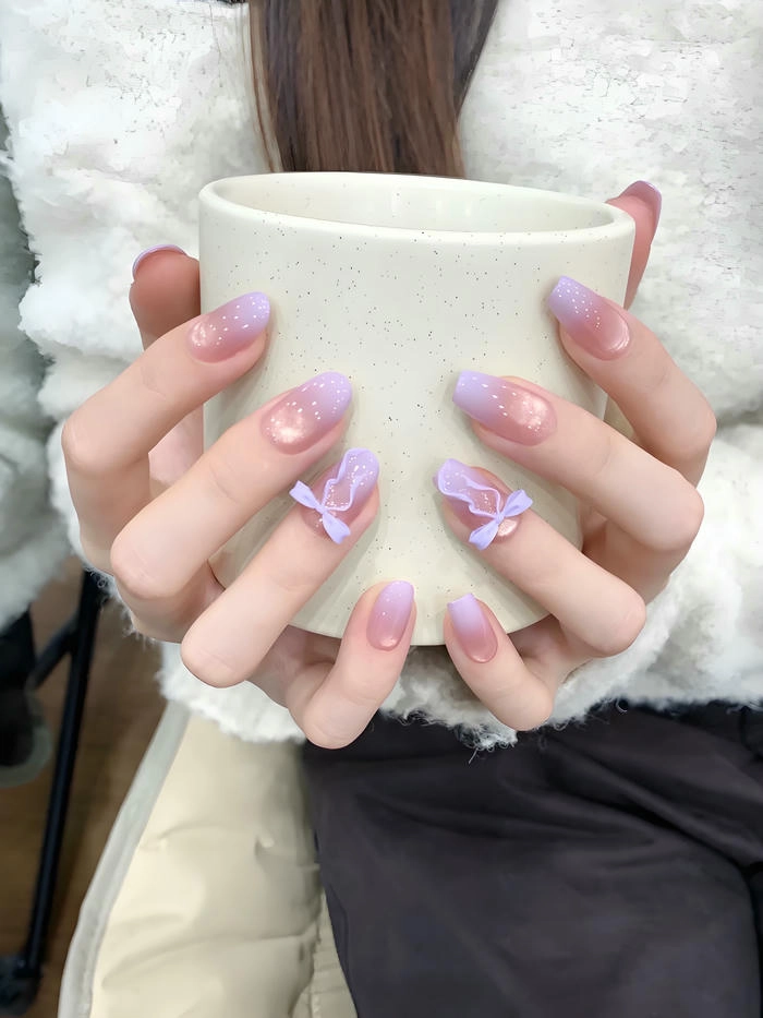 Tím pátel nail phong cách dễ thương