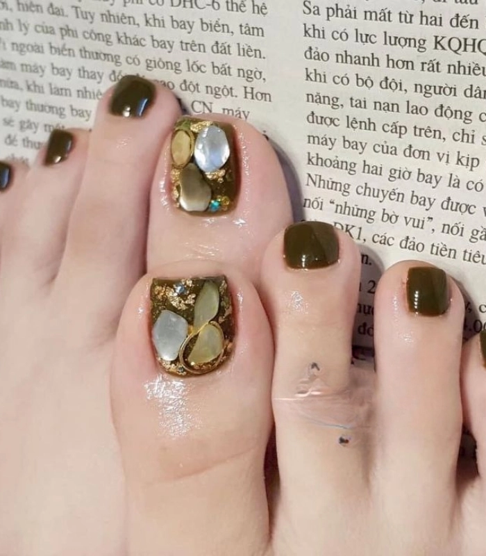 ảnh mẫu nail chân xà cừ đẹp