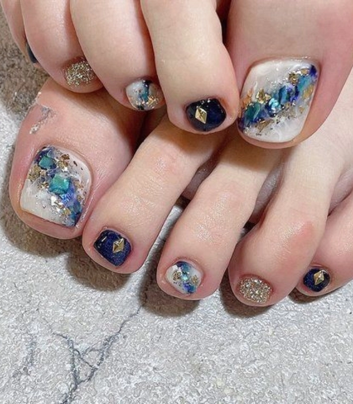 ảnh mẫu nail chân xà cừ siêu đẹp