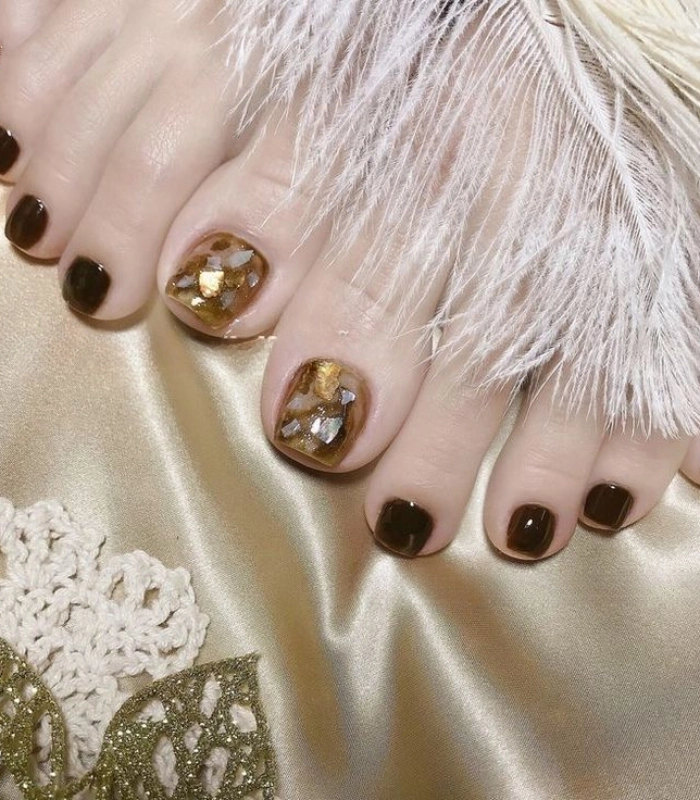 ảnh mẫu nail chân xà cừ siêu xinh