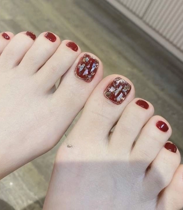 ảnh mẫu nail chân xà cừ
