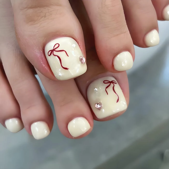 ảnh nail chân vẽ nơ