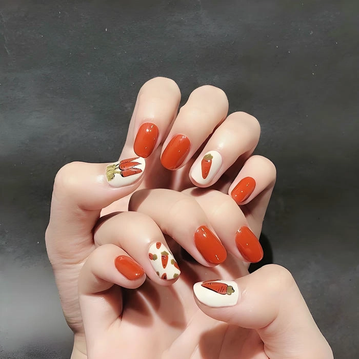 ảnh nail màu cam