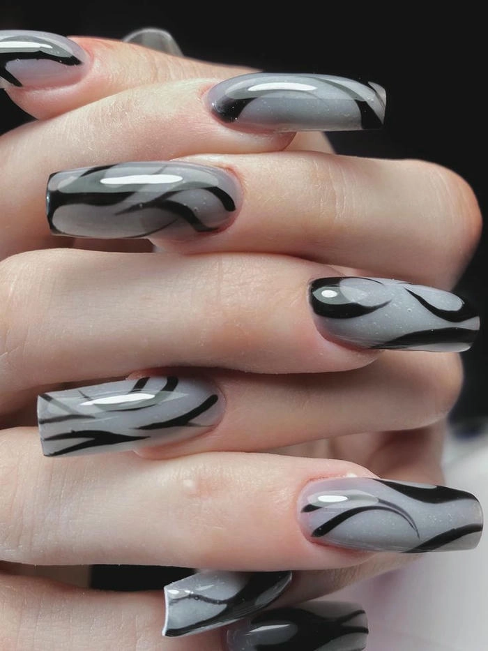 ảnh nail màu xám