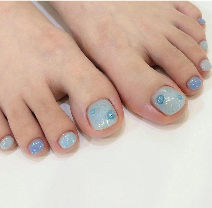 mẫu móng chân màu thạch xanh