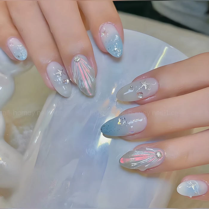 mẫu móng màu xanh ngọc siêu đẹp