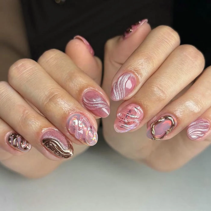 mẫu móng tay màu hồng