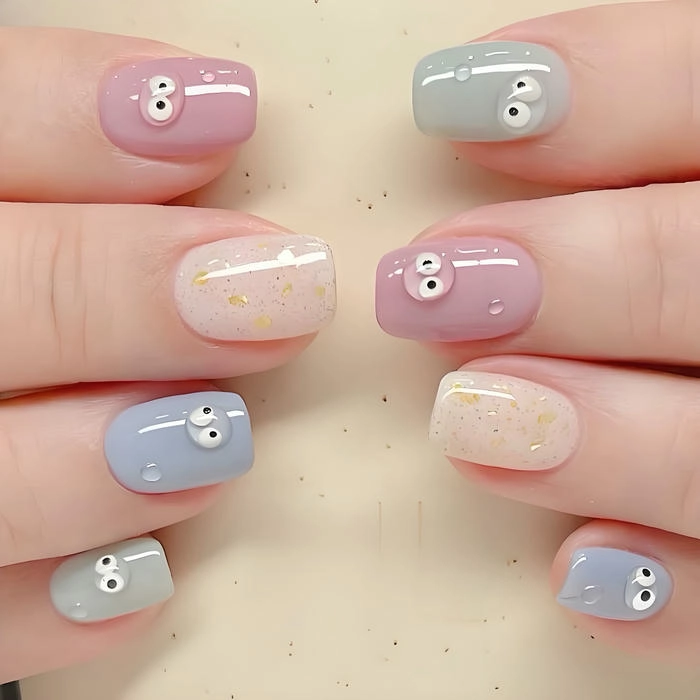mẫu móng tay màu pastel ngộ nghĩnh