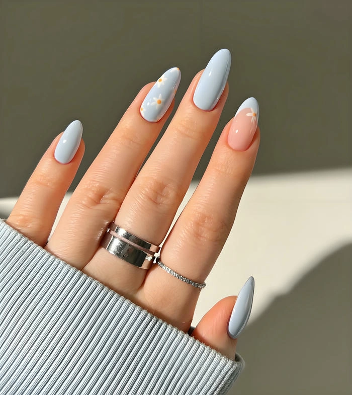 mẫu móng tay vẽ hoa đơn giản nhẹ nhàng