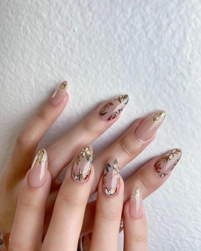 mẫu móng tay vẽ hoa đơn giản siêu xinh